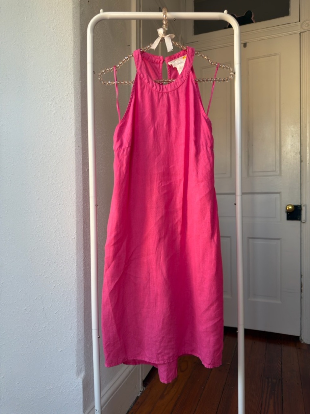 C&C California 100% pink linen sleeveless dress
